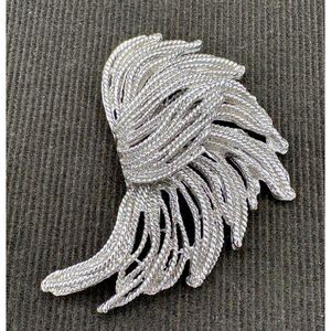 Large Vintage Silver Tone Draped Rope Statement Brooch 1950s